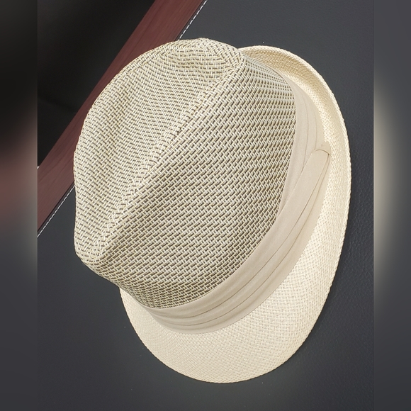 FEDORA Straw Hat Cream/beige Size L - Picture 3 of 5